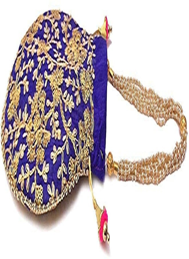 STLYZ Women's Potli Bag (Set Of 2) Rajasthani Style Silk Potli Handbag Wristlet Clutch Batwa Golden Work Embroidery Potli Wedding Gift For Ladies Ethnic Women Fashion Potli - Image 2